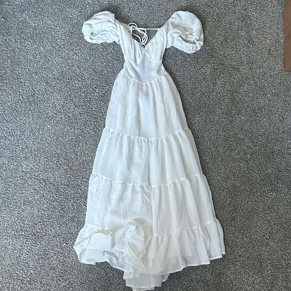 Princess Polly White Puff-Sleeve Dani Midi Dress